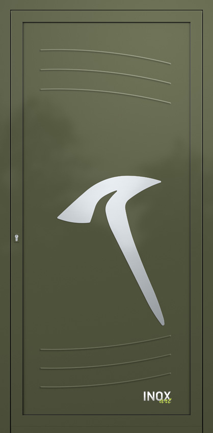 Contemporary Aluminium Entry Door Panel with INOX