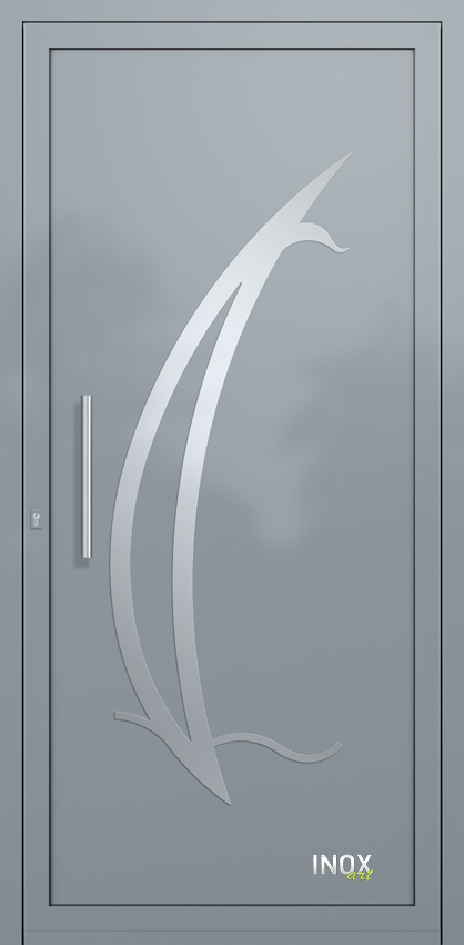 Contemporary Aluminium Entry Door Panel with INOX