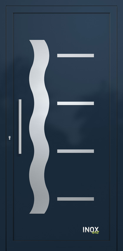 Contemporary Aluminium Entry Door Panel with INOX