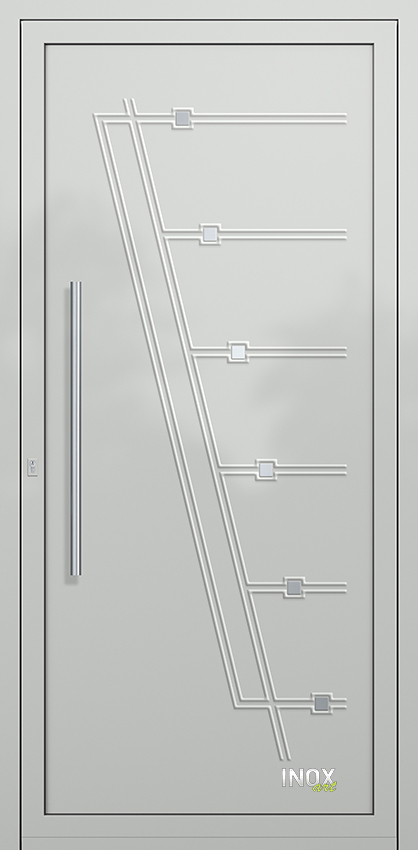 Contemporary Aluminium Entry Door Panel with INOX