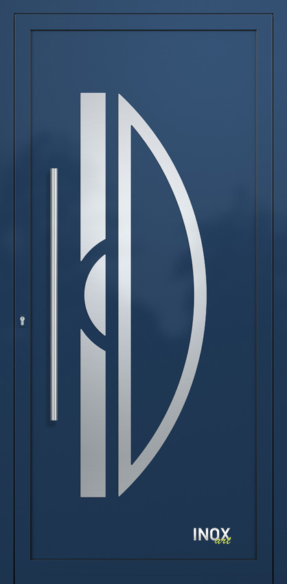 Contemporary Aluminium Entry Door Panel with INOX
