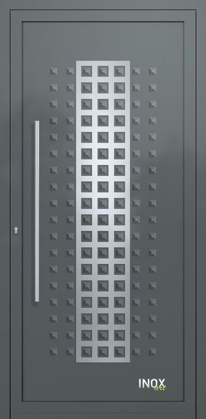 Contemporary Aluminium Entry Door Panel with INOX