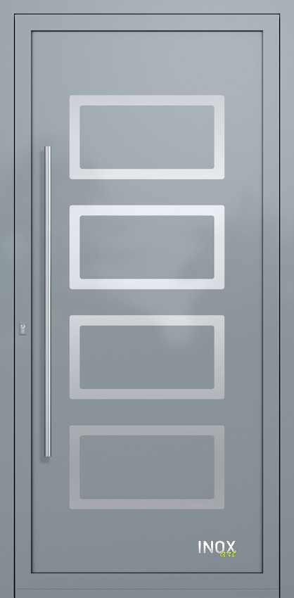 Contemporary Aluminium Entry Door Panel with INOX