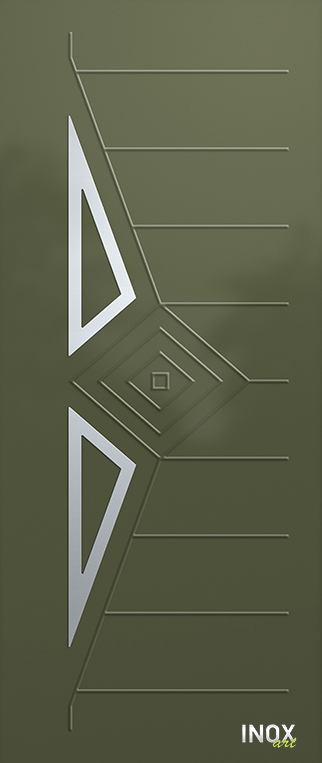 Contemporary Aluminium Entry Door Panel with INOX