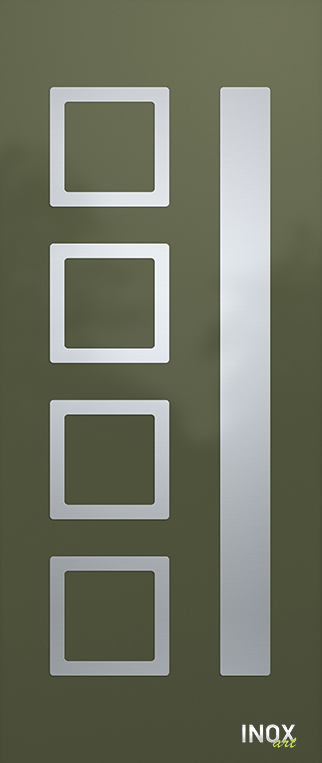 Contemporary Aluminium Entry Door Panel with INOX